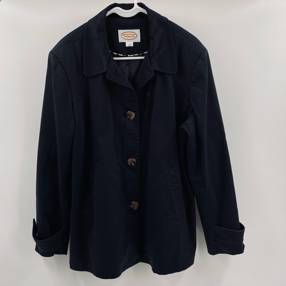 Talbots Cotton Lined Pockets Substantial Shoulder Pads Button Detail Jacket Coat
